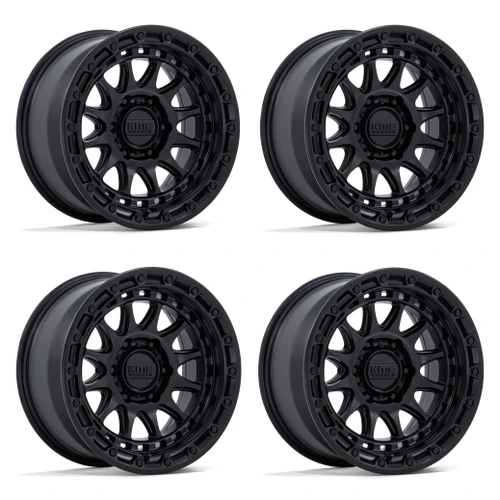 Set 4 17" KMC KM556 Crux 17x8.5 6x135 0mm Blackout Wheels Offroad Truck SUV Rims