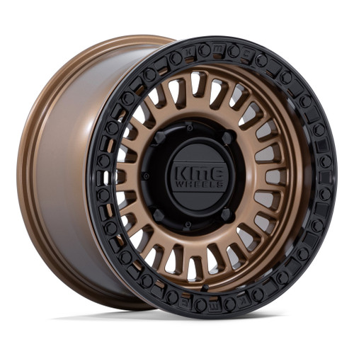 15" KMC Powersports KS242 Aztec 15x10 5x4.5 0mm Beadlock Bronze Matte Black Ring Offroad Wheel