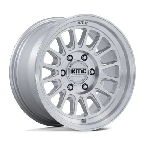 18" KMC KM733 Impact FFT 18x9 6x135 0mm Gloss Silver Machined Face Truck SUV Rim Offroad Wheel