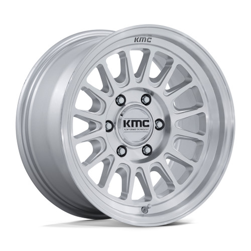 Set 4 17" KMC KM733 Impact FFT 17x8.5 6x135 0mm Gloss Silver Machined Face Rims Offroad Truck SUV Wheels
