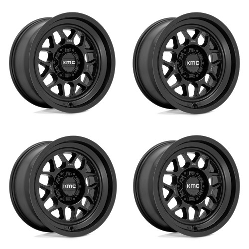 Set 4 KMC KM725 Terra 17x8.5 5x5 Satin Black Wheels 17" 0mm Rims