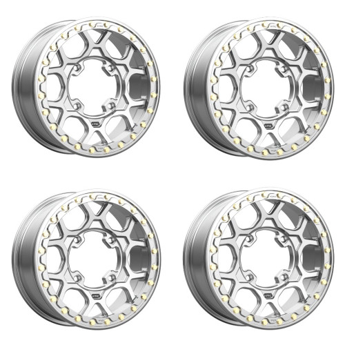 Set 4 15" KMC Powersports KS435 Grenade Beadlock Forged 15x6 4x156 Machine 38mm