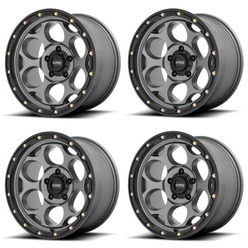 Set 4 KMC KM541 Dirty Harry 17x9 6x5.5 Satin Gray With Black Wheels 17" -12mm