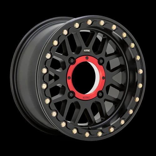Set 4 KMC Powersports Ks235 Grenade Beadlock 15x7 4x137 Black Wheels 15" 10mm