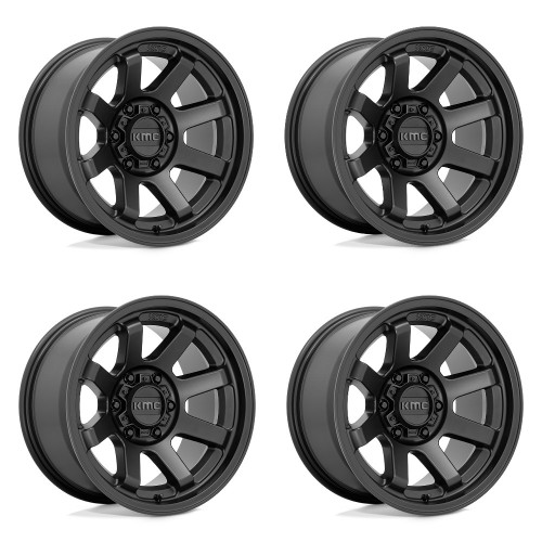 Set 4 KMC KM723 Trail 17x8.5 6x135 Satin Black Wheels 17" 0mm Rims