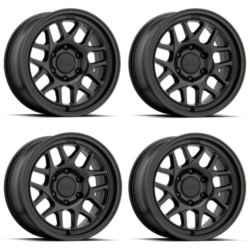 Set 4 17" KMC KM717 Bully Ol 17x8.5 6x4.5 Satin Black Wheels 18mm Rims