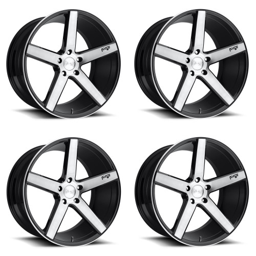 Set 4 Niche M124 Milan 20x8.5 5x112 Gloss Black Brushed Wheels 20" 34mm Rims