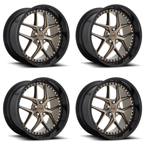Set 4 20" Niche 1PC M227 Vice 20x10.5 Bronze Black Bead Ring 5x112 Wheels 40mm