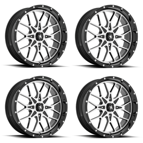 Set 4 MSA Offroad M45 Portal 24x7 4x156 Black Machined Wheels 24" 0mm Rims