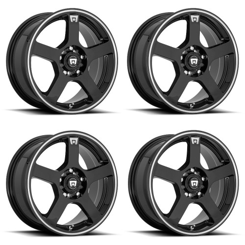 Set 4 18" Motegi MR116 FS5 18x8 5x4.25 5x4.5 Black Machined Flange Wheels 45mm