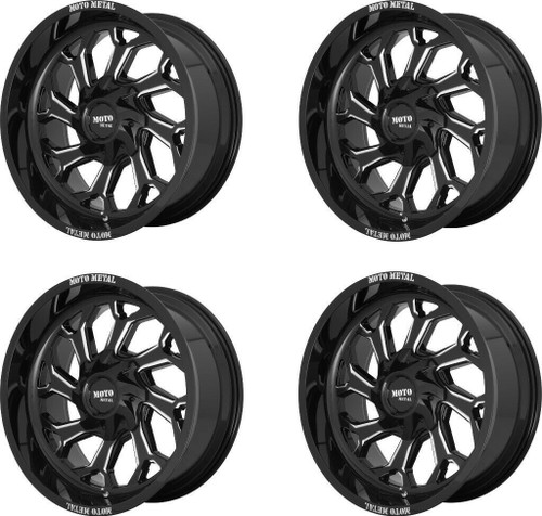 Set 4 Moto Metal MO999 20x10 6x135 6x5.5 Gloss Black Milled Wheels 20" -18mm Rim