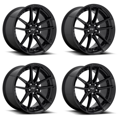 Set 4 Niche M223 DFS 18x8 5x112 Gloss Black Wheels 18" 42mm Rims