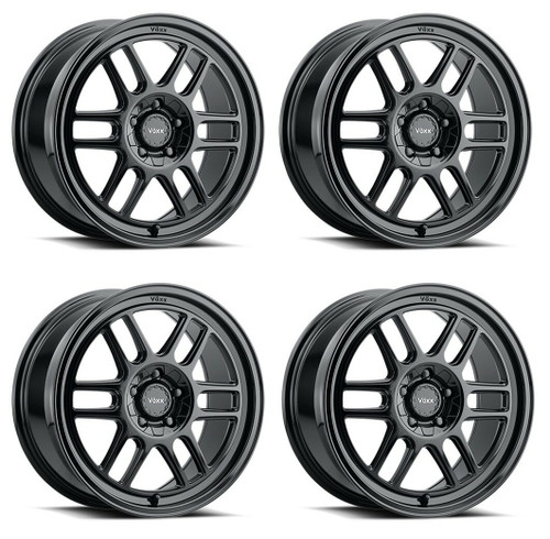 Set 4 17" Voxx Noto Gloss Black 17x7.5 Wheels 5x4.25 5x4.5 40mm Rims 5 Lug