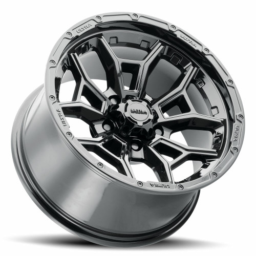 17" Ultra 125BK Warmonger 5 Gloss Black Clear Coat 17x9 Wheel 5x5.5 -12mm Rim