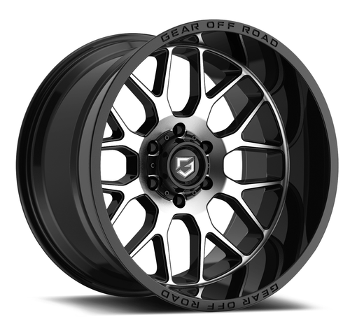 20" Gear Off Road 763MB Raid Gloss Black Machined Face 20x9 Wheel 6x5.5 +18mm