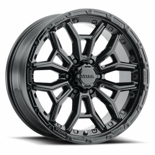 17" Ultra 126BK Warmonger 6 Gloss Black Clear Coat 17x9 Wheel 6x5.5 12mm Rim