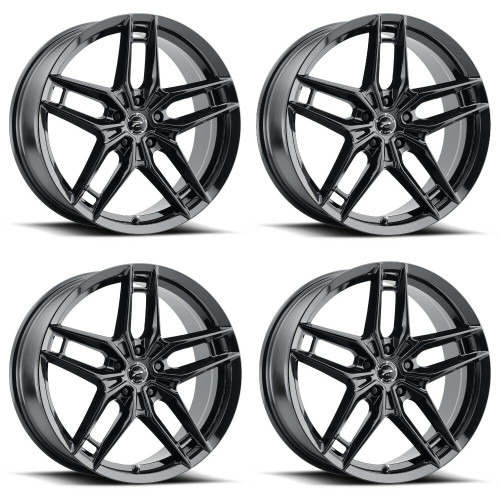 Set 4 18" Platinum 464BK Lotus Gloss Black 18x8 Wheels 5x112 40mm Rims
