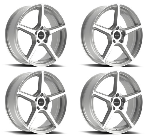 Set 4 16" Motiv 433MS Blade 16x7.5 Gloss Silver Machined Wheels 5x112 40mm Rims