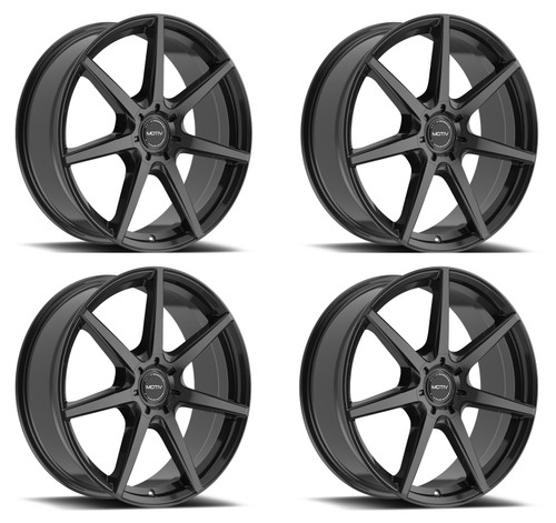 Set 4 18" Motiv 432B Rigor 18x7.5 Gloss Black Wheels 5x108 5x4.5 40mm Rims