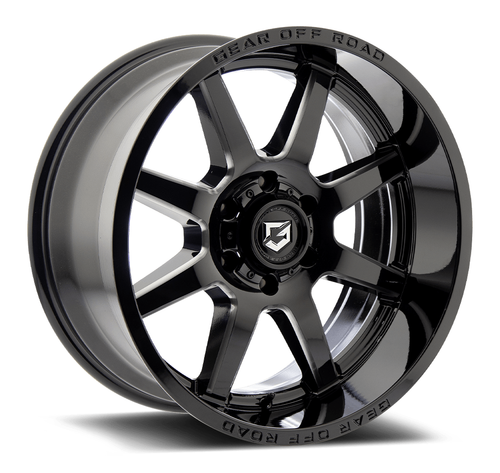20" Gear Off Road 762BM Pivot Gloss Black Milled 20x10 Wheel 6x5.5 Rim -19mm