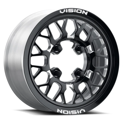 15" Vision 346 Storm UTV Gloss Black Milled Spoke 15x7 Wheel 4x156 38mm Rim