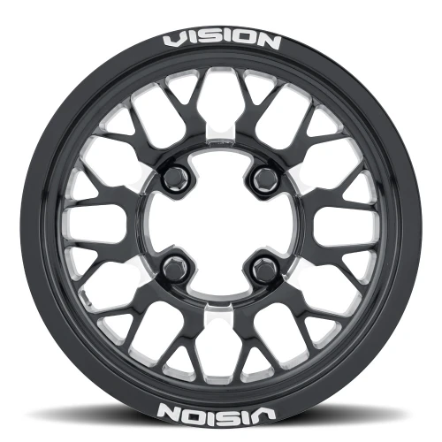 15" Vision 346 Storm UTV Gloss Black Milled Spoke 15x7 Wheel 4x156 38mm Rim