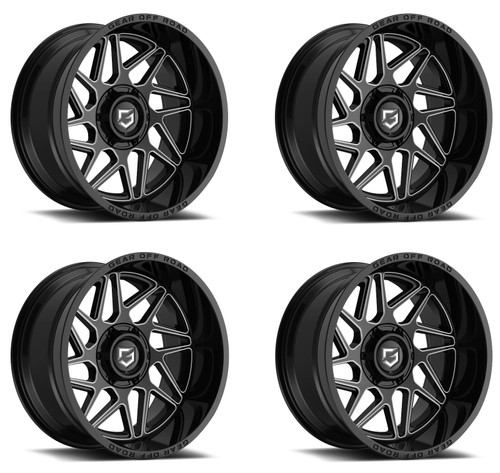 Set 4 20" Gear Off Road 761BM Ratio Black Milled 20x12 Wheels 6x135 6x5.5 -44mm