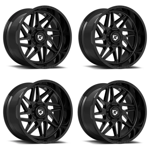 Set 4 20" Gear Off Road 761B Ratio Gloss Black 20x9 Wheels 5x5.5 5x150 18mm Rims