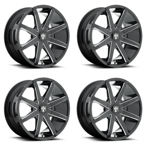 Set 4 DUB S109 Push 20x8.5 5x4.25 5x4.5 Gloss Black Milled Wheels 20" 35mm