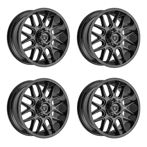 Set 4 20" Gear Off Road Magnus 771B Gloss Black 20x9 Wheels 8x170 18mm For Ford