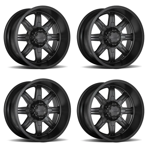 Set 4 17" Ultra 229SB Menace Satin Black Clear Coat 17x9 Wheels 6x135 6x5.5 18mm