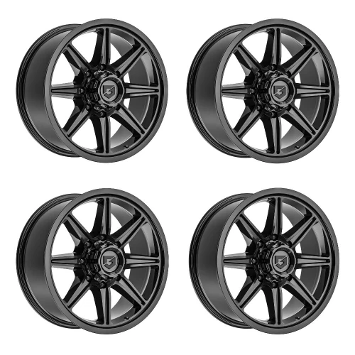 Set 4 20" Gear Off Road Balast 773B Gloss Black 20x10 Wheels 6x135 6x5.5 -12mm
