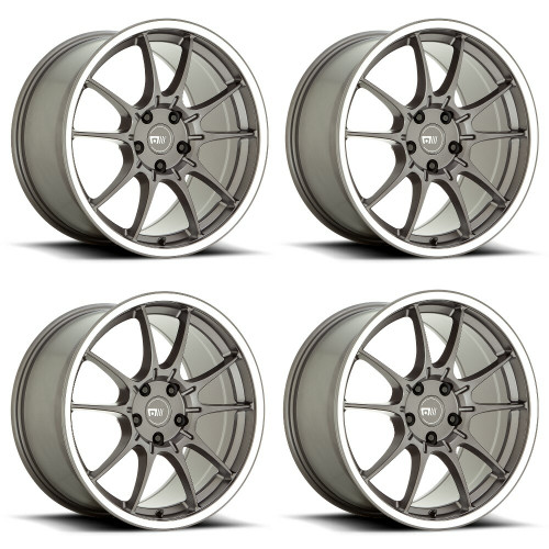 Set 4 Motegi MR152 SS5 17x8 4x4.25 Gunmetal With Machined Lip Wheels 17" 45mm
