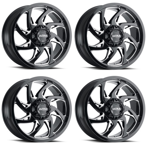 Set 4 20" Ultra 230BM Villain Gloss Black Milled 20x10 Wheels 6x135 6x5.5 -25mm