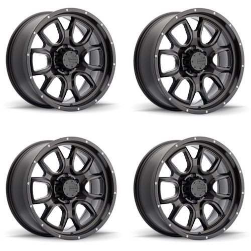 Set 4 17" Mamba 591B M19 17x9 Wheels 5x5 -12mm Lifted Jeep Truck Rims