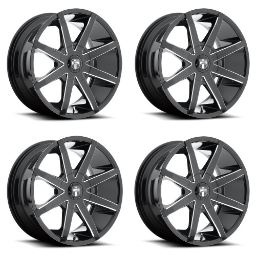 Set 4 DUB S109 Push 20x8.5 5x4.5 5x5 Gloss Black Milled Wheels 20" 30mm Rims