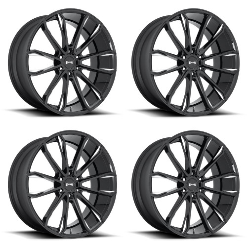 Set 4 DUB S252 Clout 24x10 6x135 Gloss Black Milled Wheels 24" 30mm Truck Rims