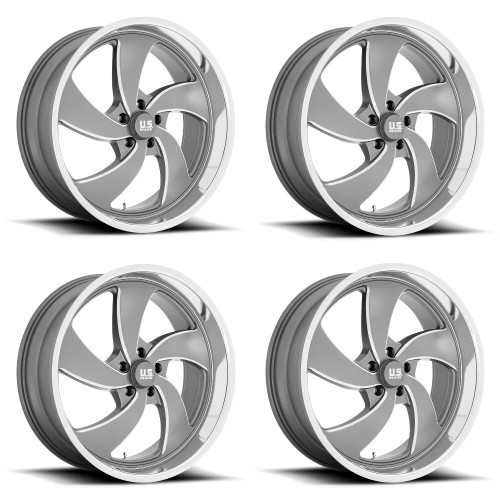 Set 4 US Mag  U133 Desperado 22x8.5 5x4.75 Anthracite Milled Wheels 22" 1mm Rims