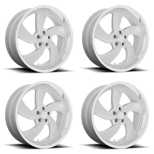Set 4 US Mag U134 Desperado 24x9 5x5 Silver Brushed Milled Diamond 24" 1mm Rims