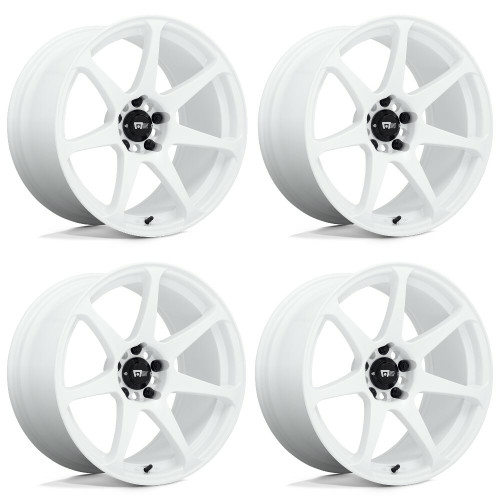 Set 4 Motegi MR154 Battle 18x9.5 5x4.5 White Wheels 18" 38mm Rims