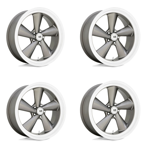 Set 4 US Mag U137 TS 22x10.5 5x5 Anthracite Diamond Cut Lip Wheels 22" 0mm Rims