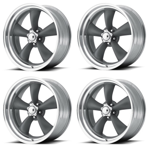 Set 4 American Racing VN215 Classic Torq Thrust II 14x6 5x4.75 Gray 14" -2mm