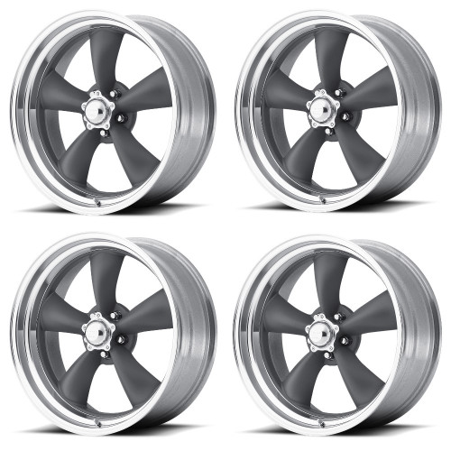 Set 4 American Racing VN215 Classic Torq Thrust II 22x9 5x5 Gray Wheels 22" 15mm