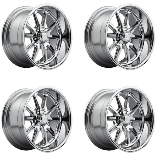 Set 4 US Mag U110 Rambler 18x8 5x4.5 Chrome Plated Wheels 18" 1mm Rims