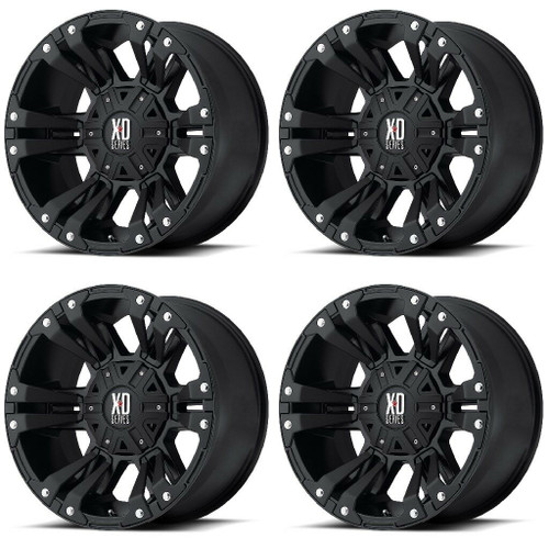 Set 4 XD XD822 Monster II 20x9 6x135 6x5.5 Matte Black Wheels 20" 0mm Rims