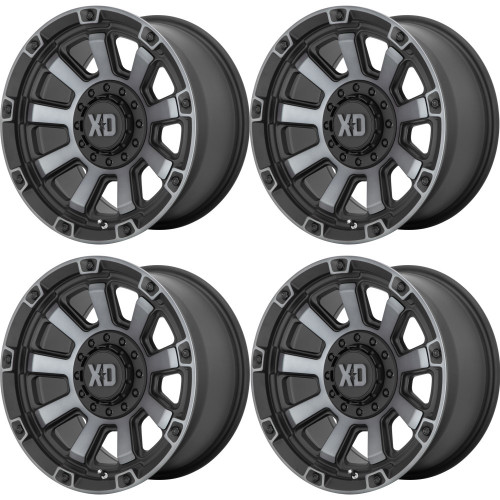 Set 4 XD XD852 Gauntlet 20x10 8x6.5 Satin Black With Gray Tint Wheels 20" -18mm