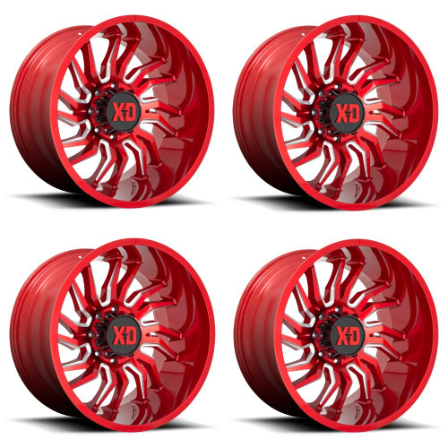 Set 4 XD XD858 Tension 22x10 6x135 Candy Red Milled Wheels 22" -18mm Rims