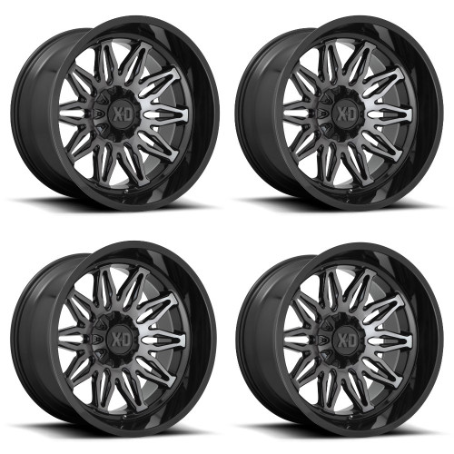 Set 4 XD XD859 Gunner 20x10 5x5 5x5.5 Black Machined Gray Tint Wheels 20" -18mm