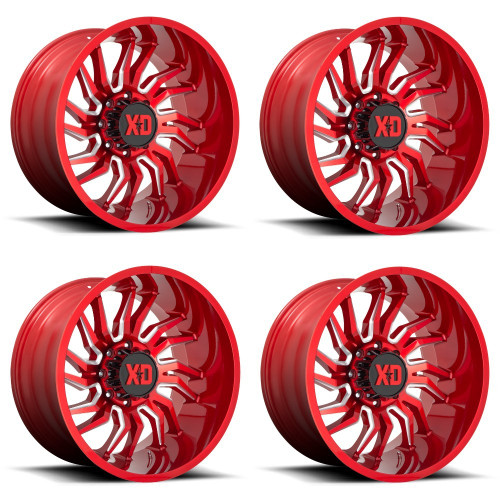 Set 4 XD XD858 Tension 22x10 6x5.5 Candy Red Milled Wheels 22" -18mm Rims