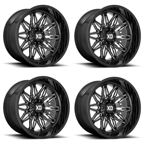 Set 4 XD XD859 Gunner 22x10 6x135 6x5.5 Gloss Black Milled Wheels 22" -18mm Rims